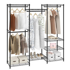 Vevor Clothes Rack Rolling Clothing Garment Rack 4 Hang Rods 8 Storage Tiers