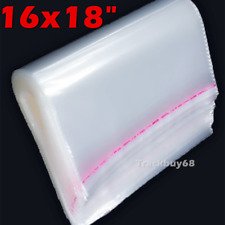 16x18 Large Reclosable Clear Lip Tape Bags Plastic Opp Poly Resealable Adhesive