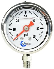 Carbo Gauge 0-60 Psi Fuel Pressure Oil Pressure 1.5 Liquid Filled White Dial
