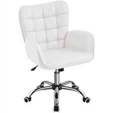 Faux Leather Office Task Chair Modern Swivel Desk Chair Mid-back Vanity Chair