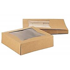20-pack Brown Kraft Paperboard Plastic Window Box Pastry Cake Bakery Boxes