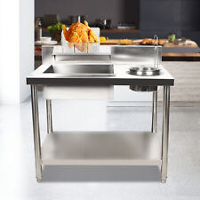 Stainless Steel Worktop Breading Table Manual Prep Station For Chicken Fried New
