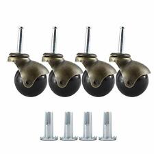 4x Caster Wheels 2 Antique Copper With Mounting Socket Stem For Chair Cabinet