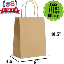 8x4.5x10.5brown Kraft Bag Bulk With Handle.ideal For Retail Merchandise Shopping