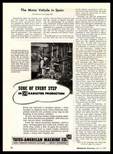 1949 Yates American Jig Borer For Radiator Production Beloit Wisconsin Print Ad
