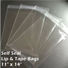 11 X 14 Clear Recloseable Self Seal Adhesive Lip Tape Plastic Cello Bags