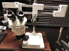 Amscope 6.7x-45x Trinocular Stereo Microscope On 3d Boom Stand Wring Light