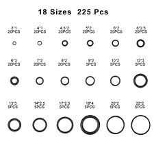 225pcs Silicone Rubber O-ring Assortment Kit Metric Sealing Gasket Set Black