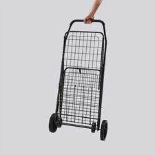 Folding Utility Trolley Heavy Duty Shopping Cart Metal Laundry Basket Wwheels