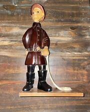 Vintage Romer Wood Carved Firefighter Fireman Statue Made In Italy 13 Tall