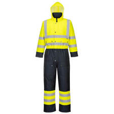 Portwest Hi-vis Waterproof Hooded Contrast Coverall Reflective Tape Polyester