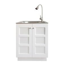 Laundry Sink Tub All In One W Storage Cabinet Stainless Steel White Utility