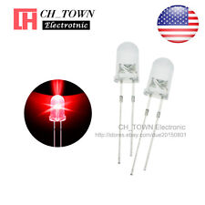 100pcs 5mm Led Diodes Water Clear Red Light Transparent Round Top Usa
