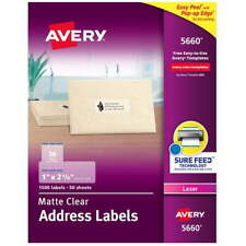 Avery Matte Clear Address Labels Sure Feed Technology Laser 1 X 2-58 150
