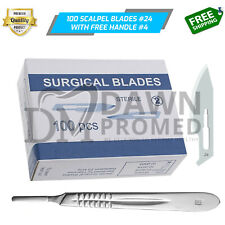 100 Sterile Surgical Blades 24 With Scalpel Handle 4 Medical Ent Dental