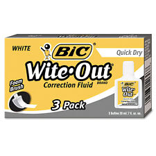 Bic Wite-out Quick Dry Correction Fluid 20 Ml Bottle White 3pack Wofqd324