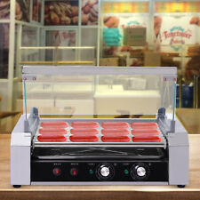 Commercial Electric 18 Hot Dog 7 Roller Grill Cooker Machine Glass Cover 110v
