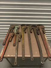 Lot Of 8 Used Vintage Ridge Ridgid Heavy Duty 24 And 36 Pipe Wrench