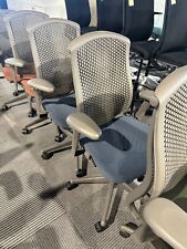 Herman Miller Celle Office Chair W Blue Fabric Seat And Gray Back