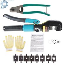 10 Ton Hydraulic Crimper Crimping Tool Wire Battery Cable Lug Terminal W 9 Dies