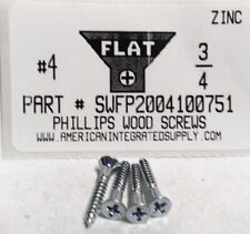 4x34 Flat Head Phillips Wood Screws Steel Zinc Plated 100