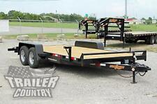 New 2024 7 X 18 7k Heavy Duty Wood Deck Car Hauler Equipment Trailer W Ramps