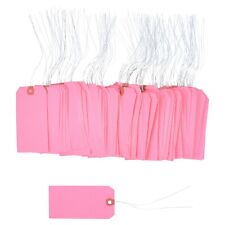 100 Pcs Of 4 34 X 2 38 Size 5 Pink Cardstock Hang Tag Tags With Wire 13 Pt