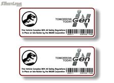 2 Jurassic Park Compliance Scan Vehicle Vinyl Decals 4x4 Cj Yj Jk Door Stickers