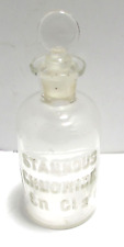 Antique Stannous Chloride Sn Cl2 Embossed Glass Bottle W Stopper Apothecary