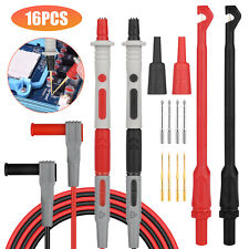 16pcs Multimeter Wire Cable Piercing Puncture Probe Test Leads 4mm Banana Plug