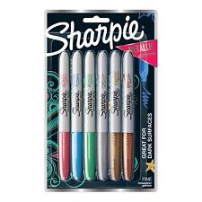 Sharpie Metallic Permanent Markers Fine Point Assorted Colors 6 Count