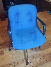Mid Century Modern Vintage Steelcase Blue Chair Pollock Style Swivel Recline