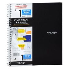 Five Star Notebook - 1 Subject College Ruled Paper - 100 Sheets - Black