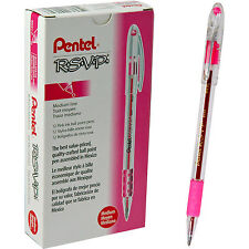Box Of 12 Pink Medium Point Bk91p Bk91-p Pentel Rsvp Ball Point Pens