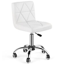 Height Adjustable Armless Rolling Desk Task Chair Pu Stool Homeoffice 360swivel