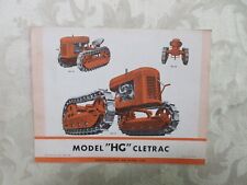 Rare Cletrac Hg Crawler Sales Sheet 1944