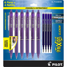 Pilot Frixion Clicker 07 Purple Erasable Gel Ink Pens 6 Pens With 4 Refills