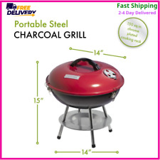 Small Portable Charcoal Bbq Grill Outdoor Backyard Cooking Barbecue Pit Red New
