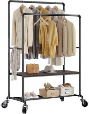 Clothes Rack With Shelves Industrial Pipe Style Rolling Garment Rack Heavy Dut