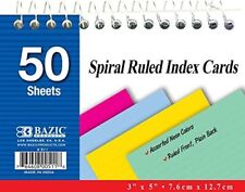 50 Ct. Spiral Bound Index Cards. 3x5 Perforated Flash Cards For School Statione