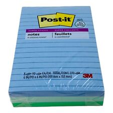 3 Pads Post-it Recycled Super Sticky Notes Lined 4x 6 Oasis Collection