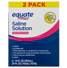 2 Pack Saline Solution For Sensitive Eyes 12 Fl Oz For Rinsing Contact Lenses