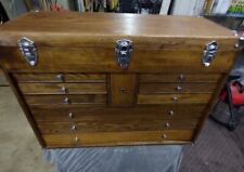 Oak 10 Drawer Machinist Wooden Tool Chest Wood Cabinet Box