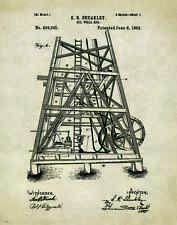 Oil Well Drilling Patent Poster Art Print Vintage Pump Drill Bit Rig Gas Pat258