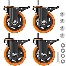 4 Inch Caster Wheels 2200lbs Threaded Stem Casters Set Of 4 Heavy Duty 12-13