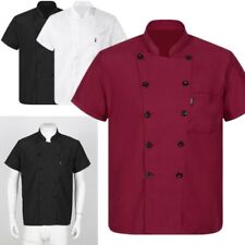 Unisex Short Sleeve Chef Coat Jacket Kitchen Work Uniform Restaurant Cook Top