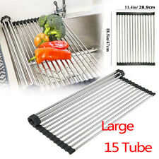 Kitchen Stainless Steel Sink Drain Rack Roll Up Dish Food Drying Drainer Mat Xxl