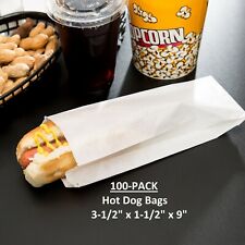 100-pc Hot Dog Bags 3-12 X 1-12 X 9 Concession Food Truck Carnival Plain Hr