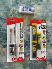 Pentel Graphgear 1000 Mechanical Pencil 0.9mm Chrome Yellow Eraser Bundle New