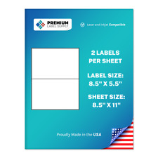 1000 Premium 8.5 X 5.5 Half Sheet Self Adhesive Shipping Labels -pls Brand-